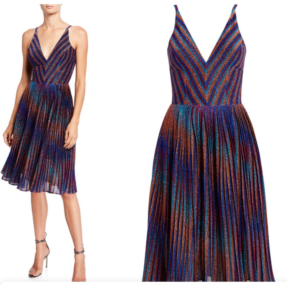 Dress The Population Haley Metallic Fit and Flare Cocktail Dress NWT